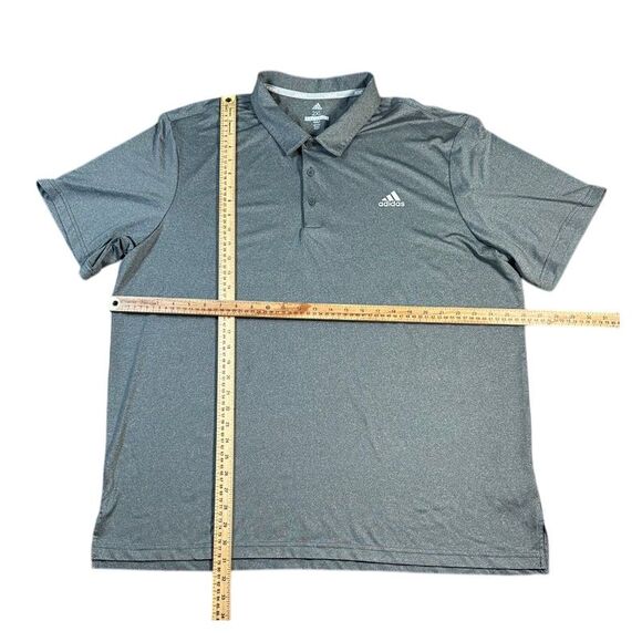 Adidas Classic Gray Performance Polo Shirt Athletic Golf Tennis Sport Casual - Picture 3 of 6